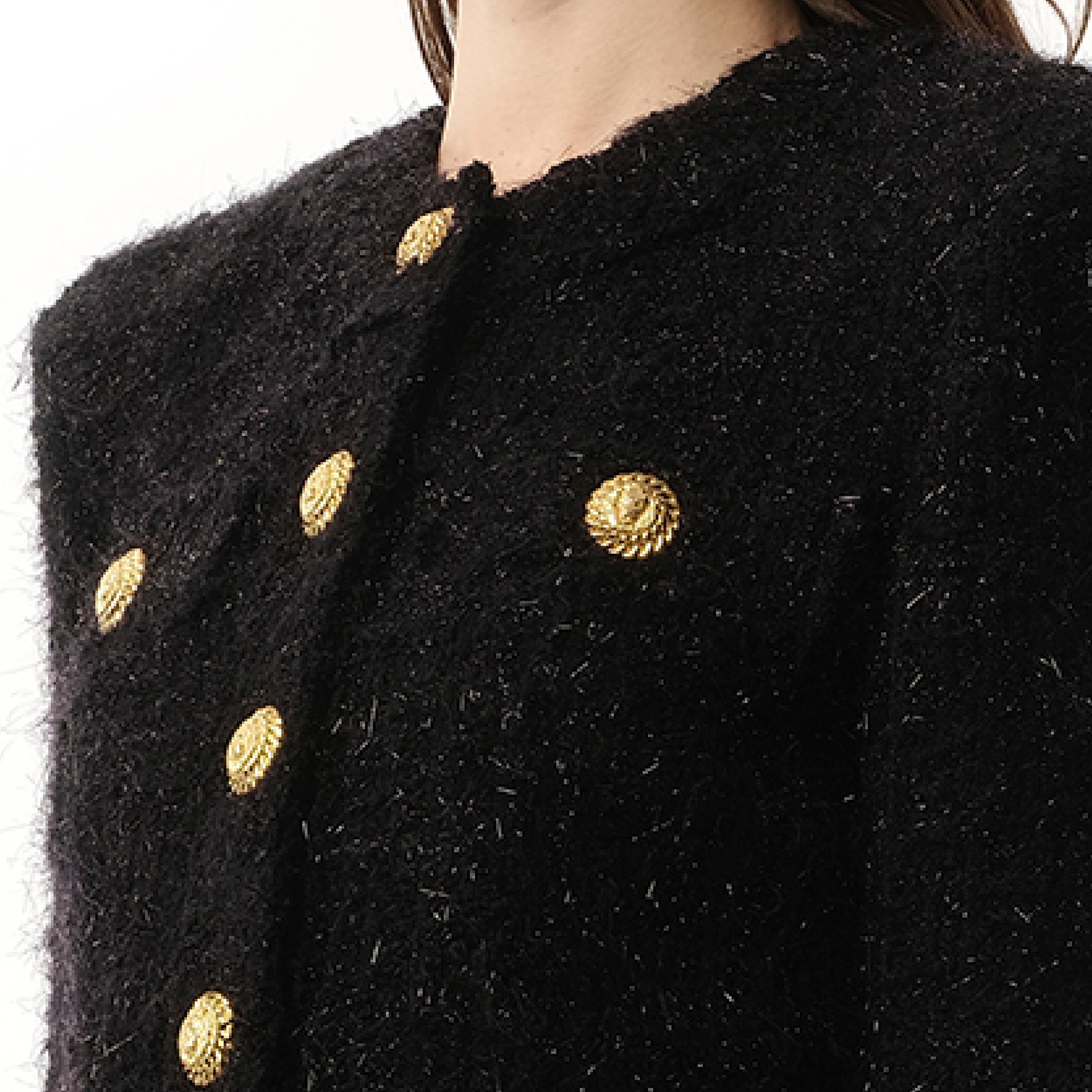 ジャケット BALMAIN BUTTONED MAZE TWEED JACKET (DF1SK249KG43 0PA NOIR) Buttons tweed jacket - Women | BALMAIN