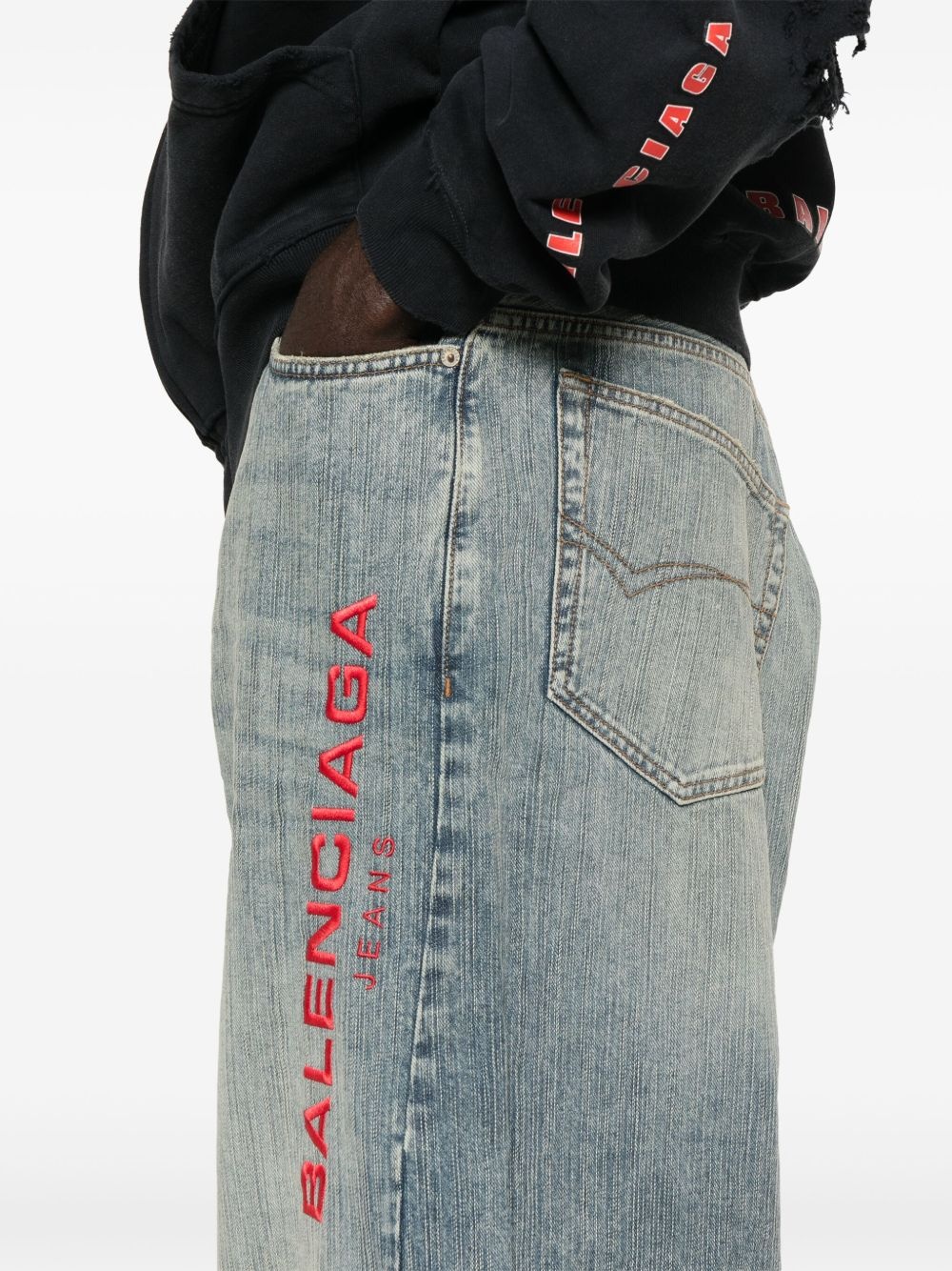 logo-embroidered jeans - 5