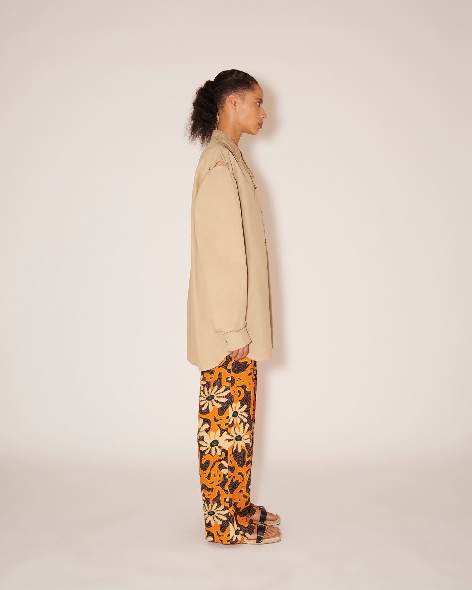 YARELI - Crepe-viscose floral pants - Orange - 3