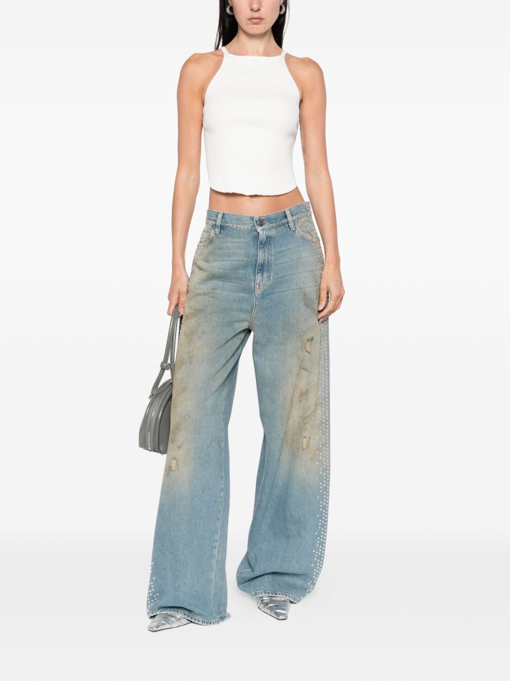 ribbed halter tank top - 2