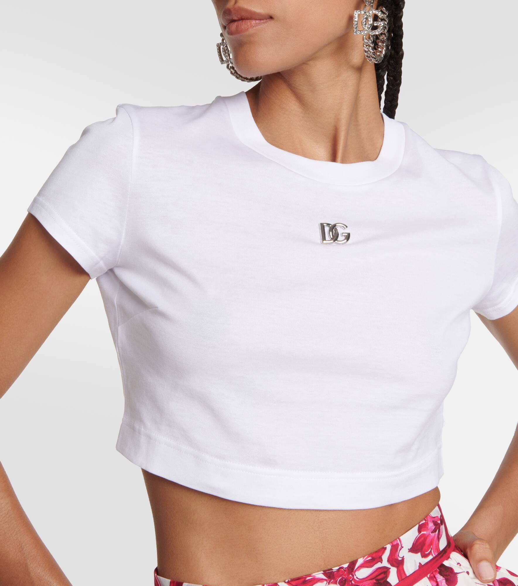 Logo cotton jersey crop top - 4