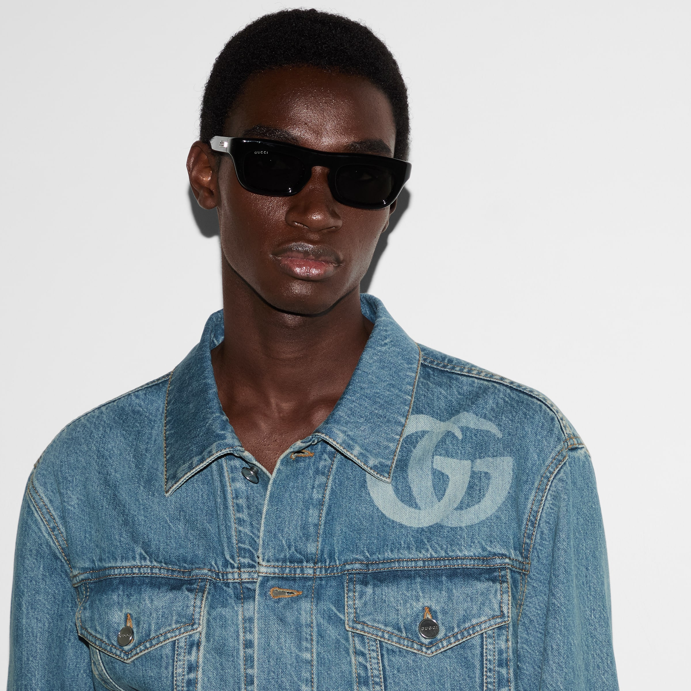 Lasered Double G denim jacket - 5