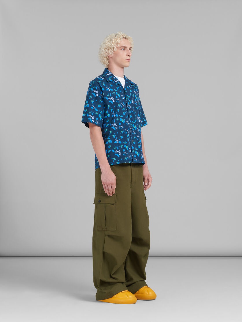 BLUE POPLIN BOWLING SHIRT WITH MARNI DRIPPING PRINT - 5