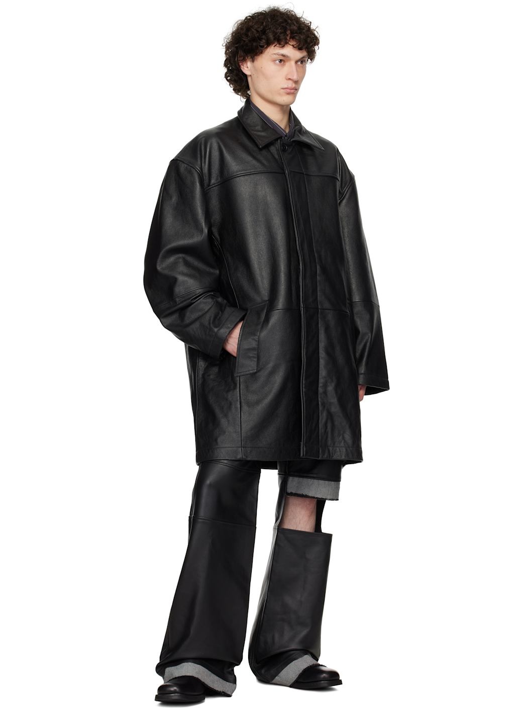 Black Slacker Leather Pants - 4