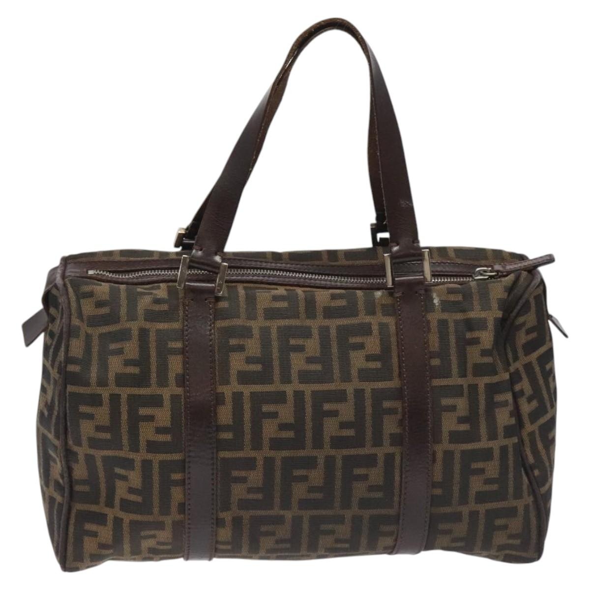 FENDI Zucca Canvas Hand Bag Brown Black - 3