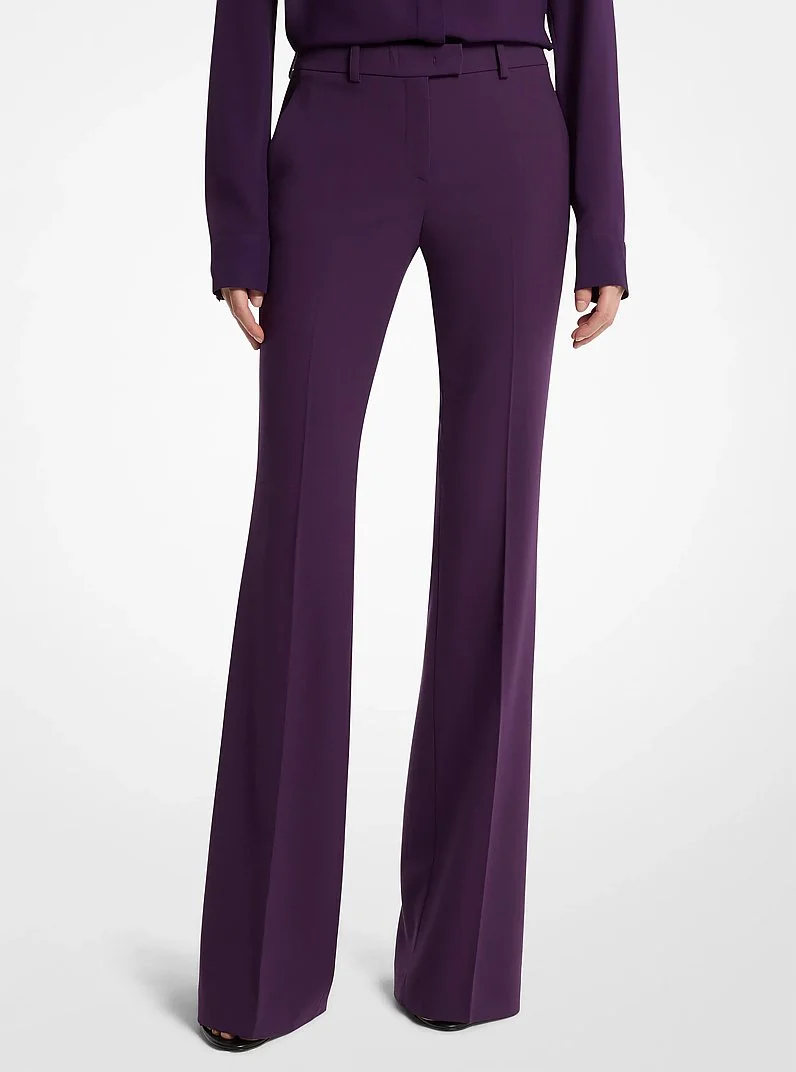 Haylee Stretch Wool Crepe Flared Trousers - 1
