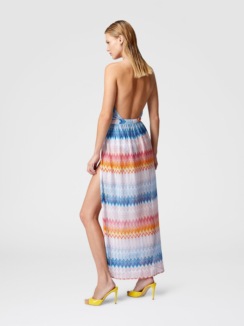 Long cover-up dress in zig zag lamé viscose blend 3