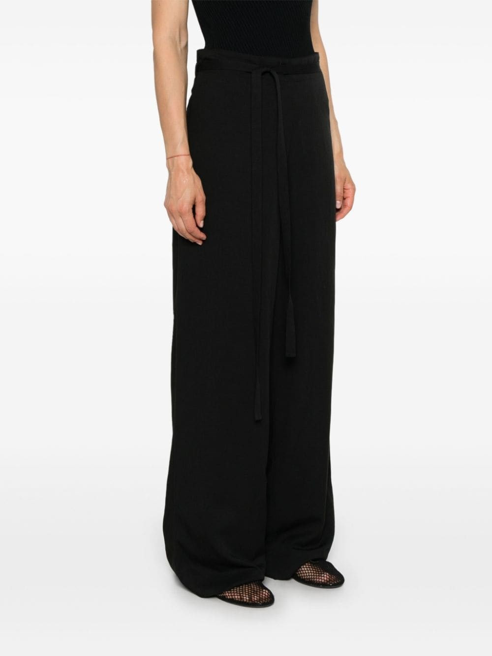 Tie-waist fluid trousers - 4