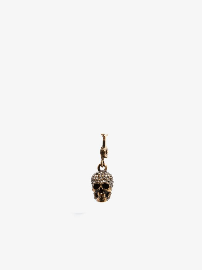 Small Pave Skull Charm in Antique Gold 1