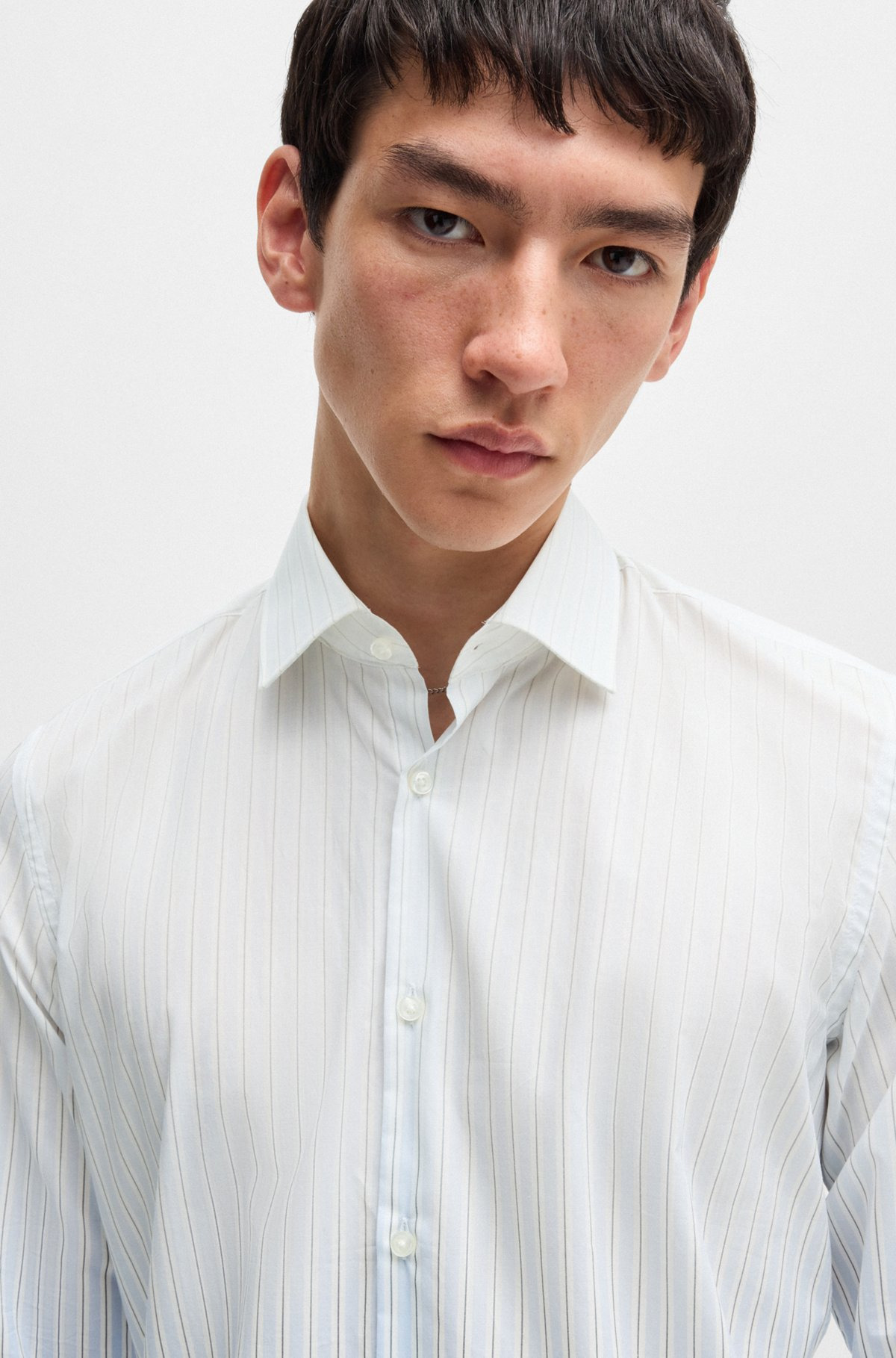 SLIM-FIT SHIRT IN DEGRADÉ-STRIPE COTTON POPLIN - 3