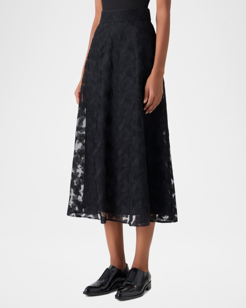 AKRIS Exclusive Butterfly Embroidered Midi Circle Skirt outlook