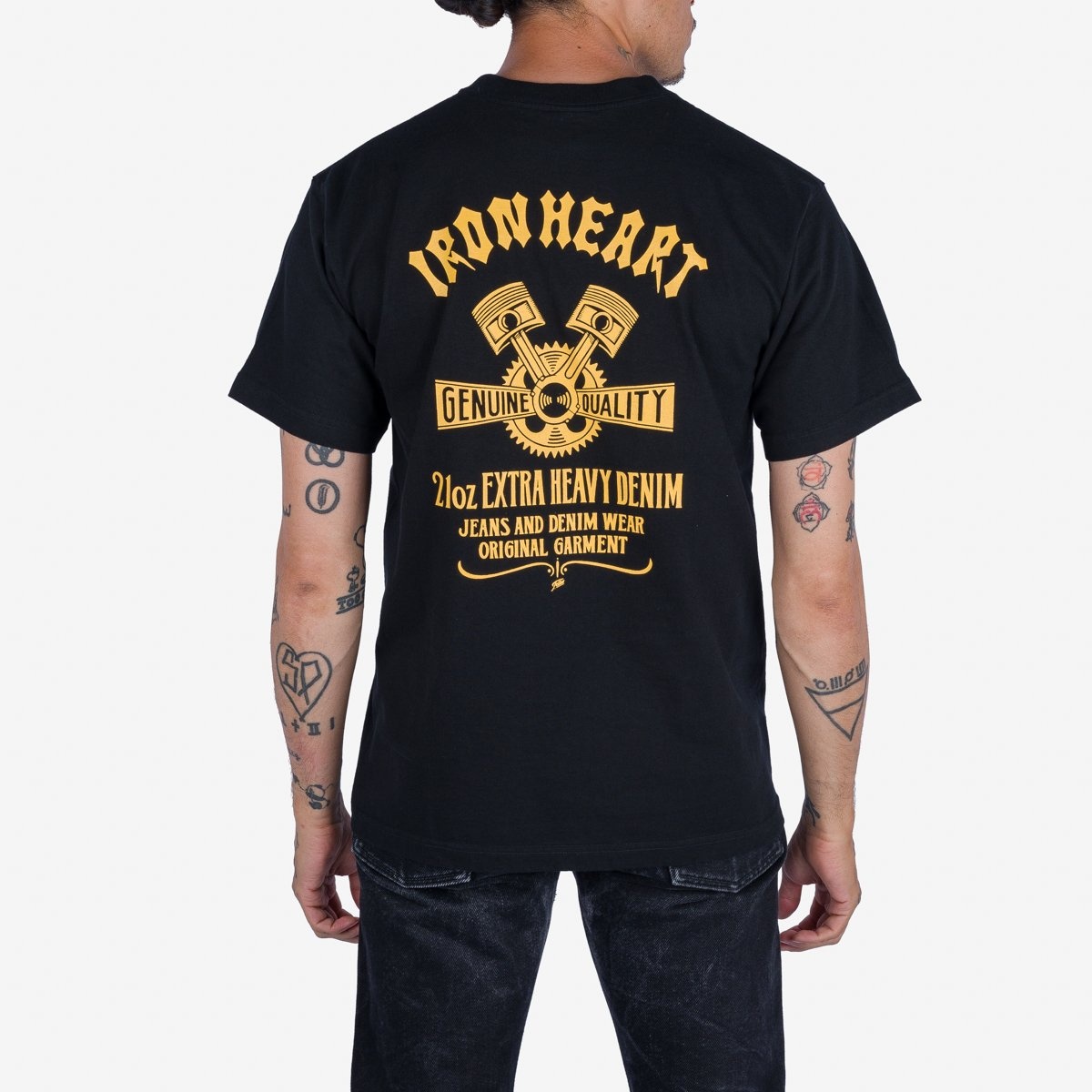 IHT-2403-BLK 7.5oz Printed Loopwheel Crew Neck T-Shirt - Black - 2
