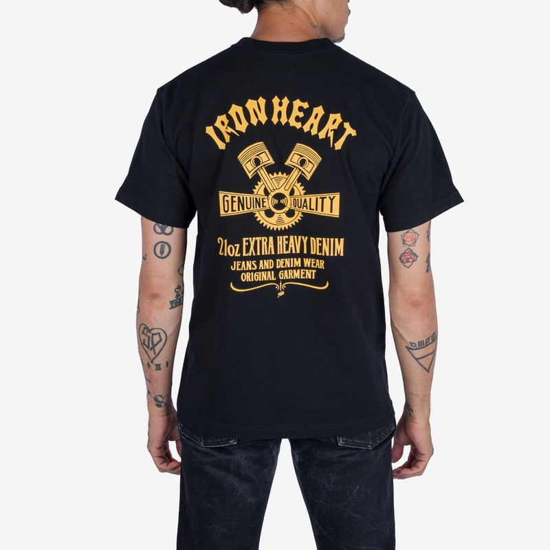 Iron Heart IHT-2403-BLK 7.5oz Printed Loopwheel Crew Neck T-Shirt - Black outlook