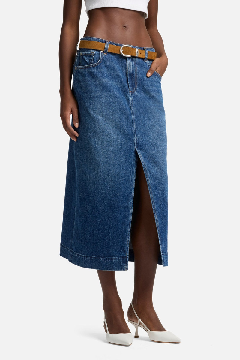 Amber Denim Midi Skirt in Artifact 4