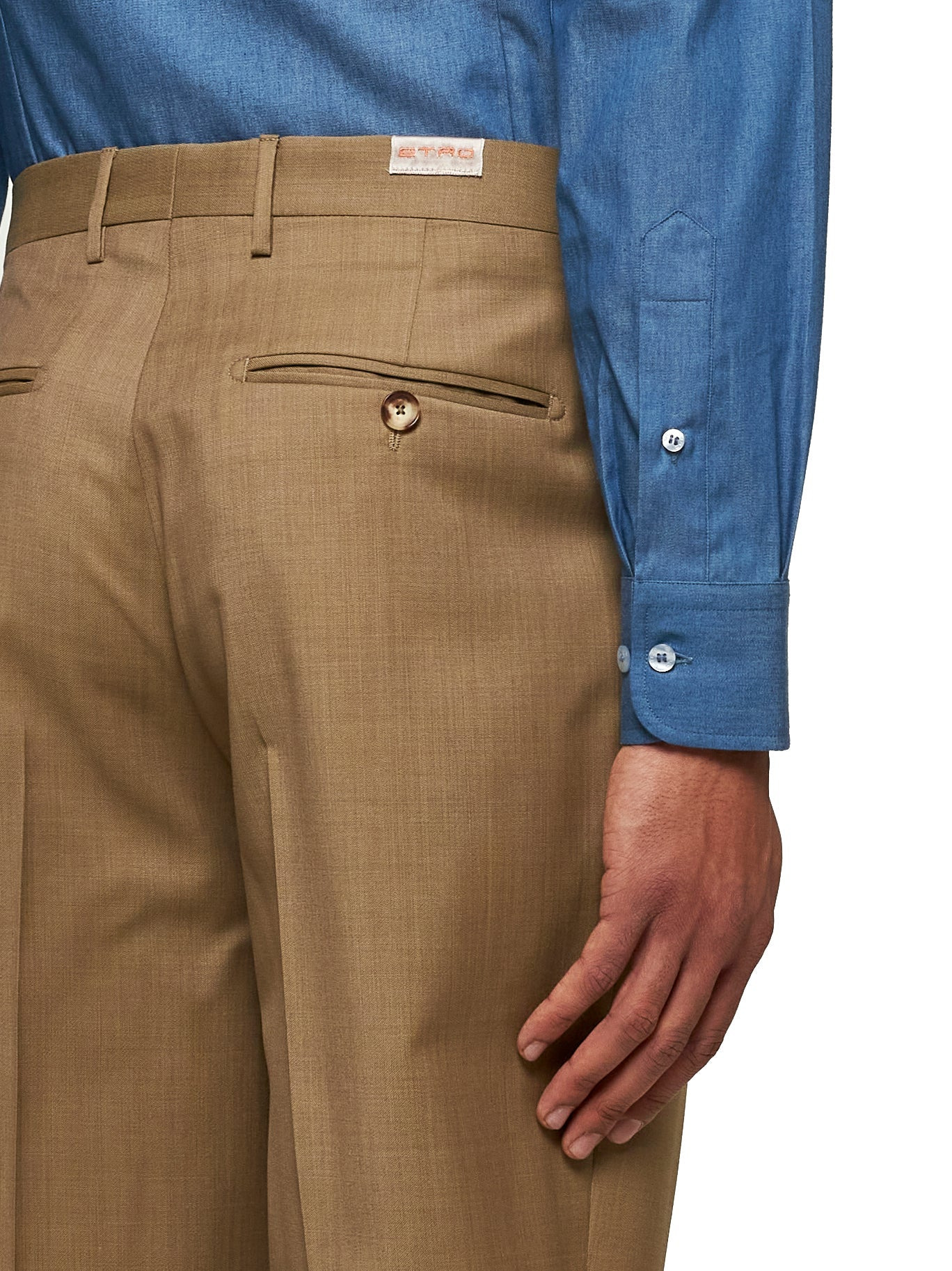 Etro Men Beige Wool One-Pleat Trousers - 5