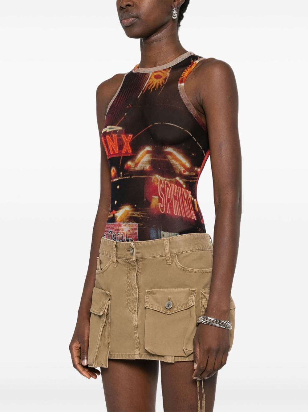 Pigalle-print mesh bodysuit - 3
