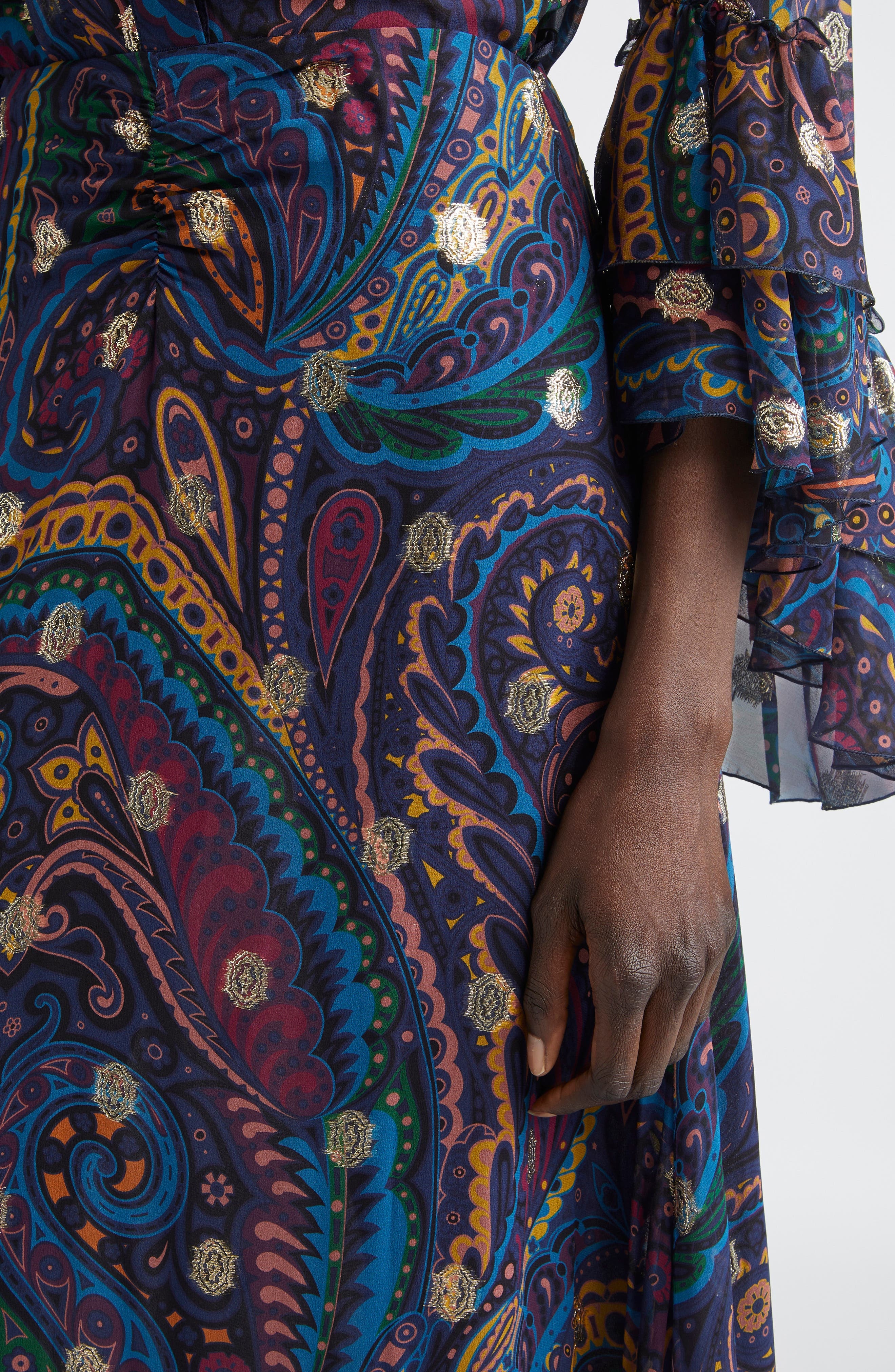 Etro Metallic Paisley Silk Maxi Skirt in Printed Pink Base at Nordstrom - 5