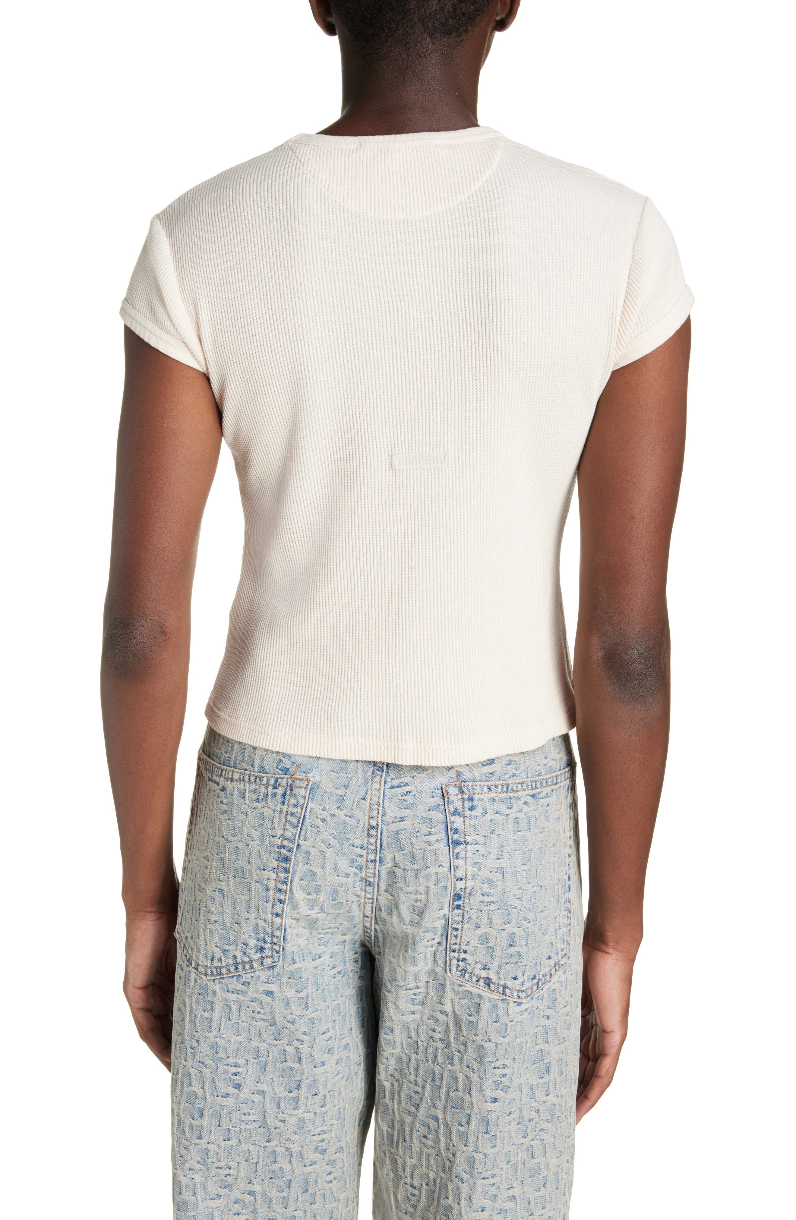 Waffle Knit Cotton T-Shirt - 3