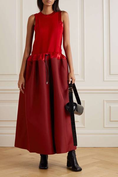 sacai Silk and wool-blend trimmed tiered crepe maxi dress outlook