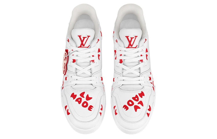 LOUIS VUITTON x Nigo Trainers 'White with Red LV Made' 1A9J9V - 3
