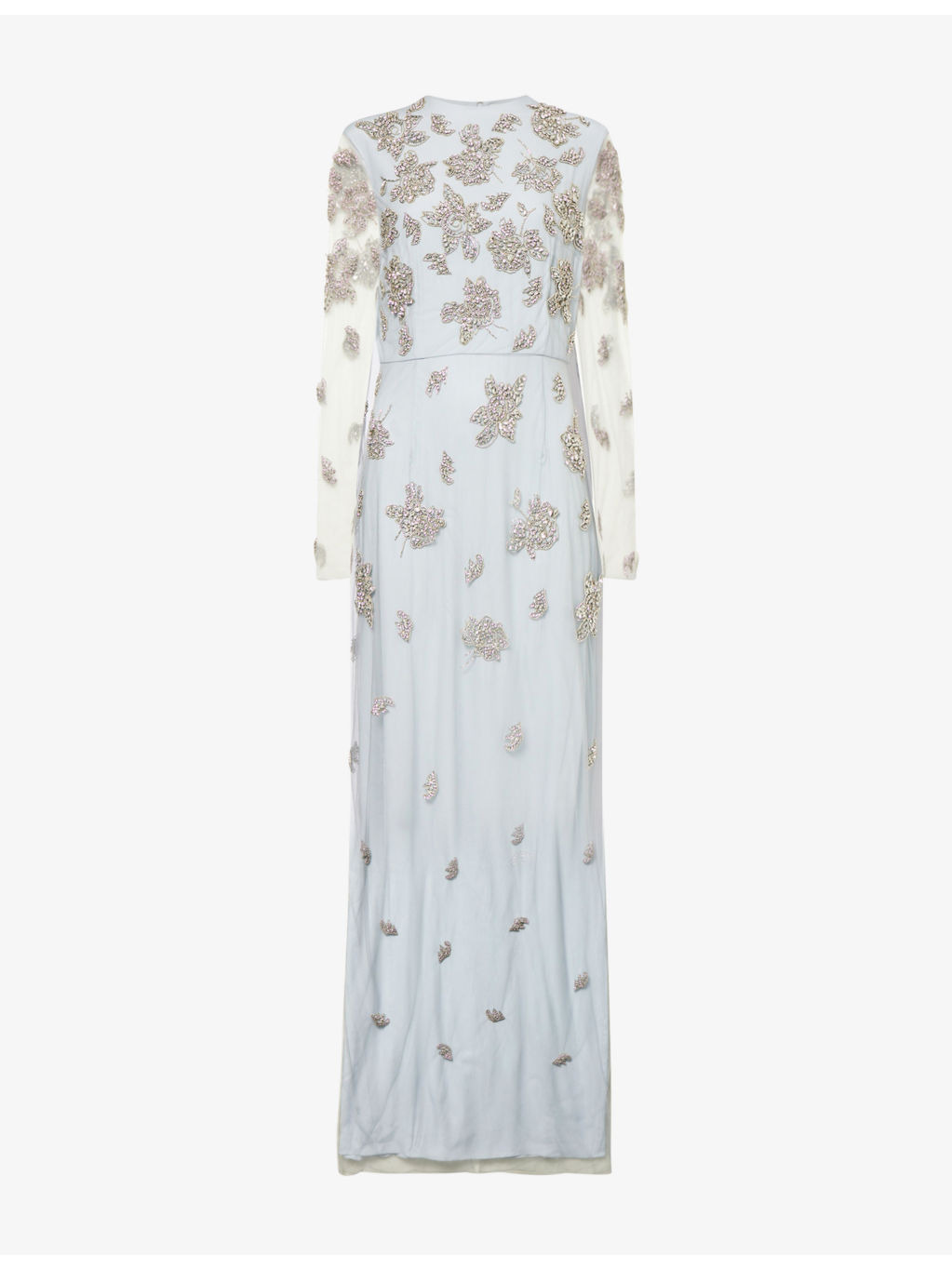 Long-Sleeve Crystal-Embellished Tulle Gown - 1
