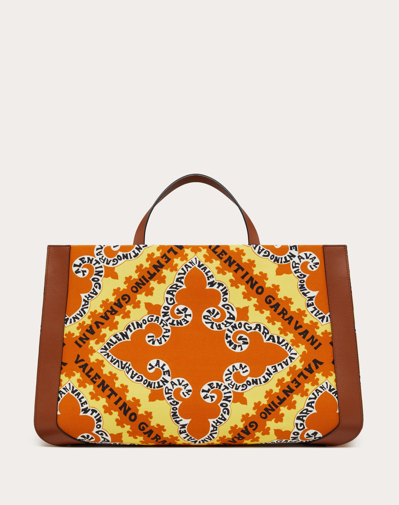 VLOGO SIGNATURE CANVAS HANDBAG WITH MINI BANDANA PRINT 3