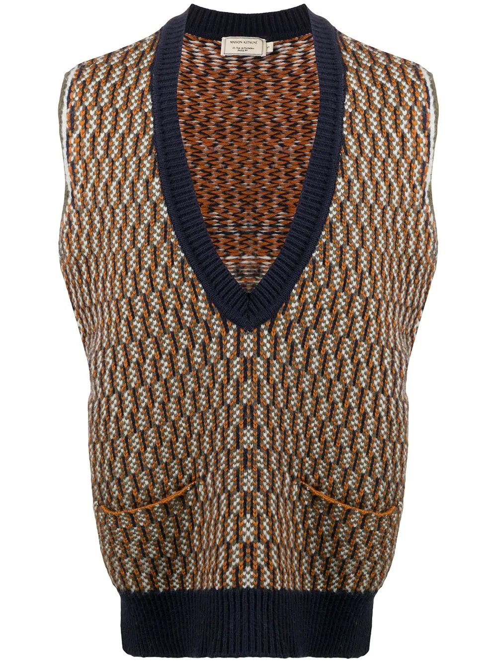 jacquard sleeveless jumper - 1