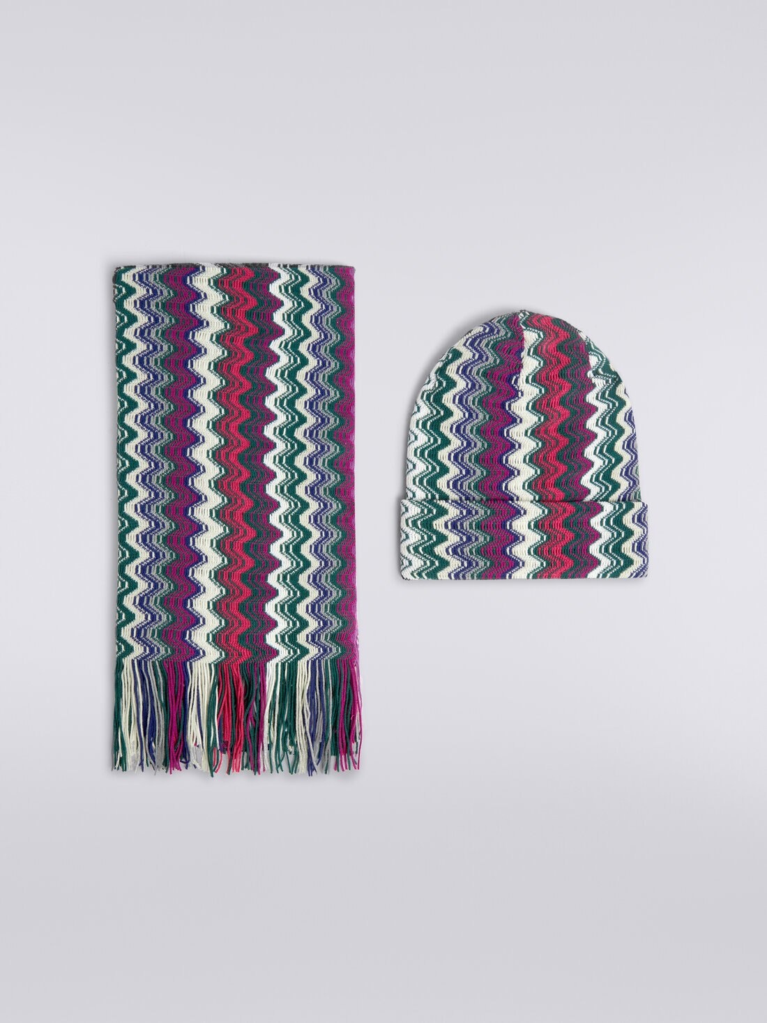 Two-piece wool blend scarf and beanie set - 1