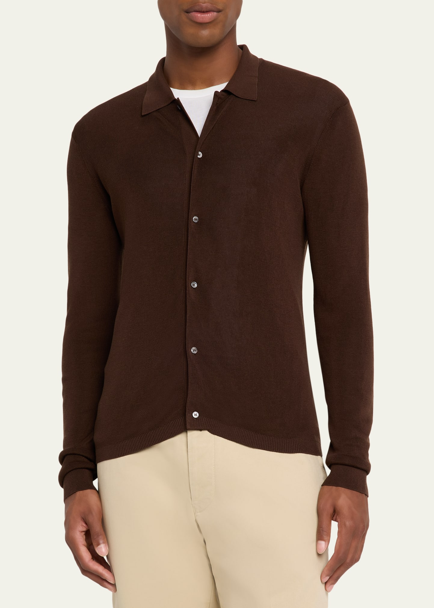 Men's Brent Slim Knit Button-Down Shirt - 4