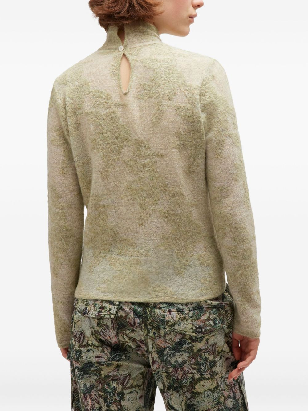flower jacquard mockneck sweater - 4