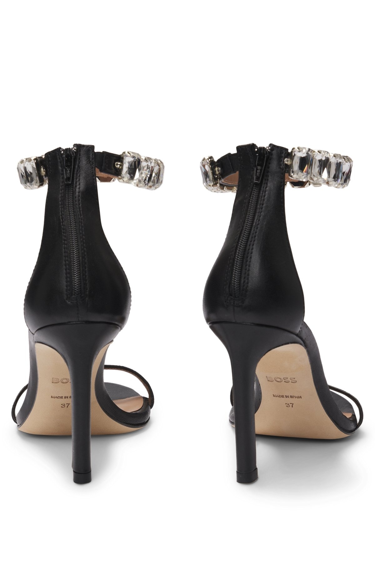HIGH-HEELED SANDALS IN NAPPA LEATHER WITH RHINESTONE STRAP - 6