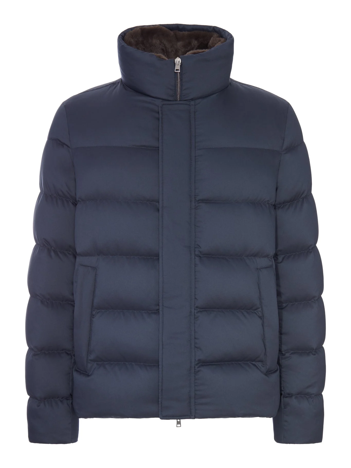 PADDED PUFFER JACKET WITH A HIGH COLLAR AND FAUX-FUR LINING - 1