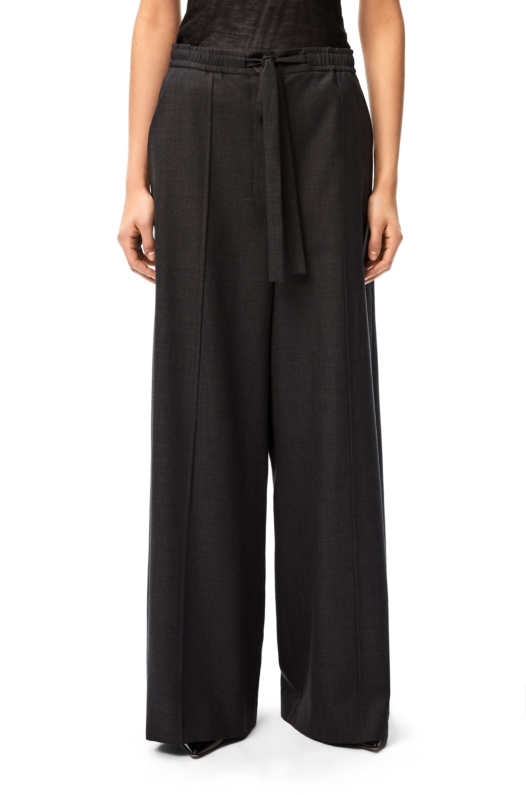 Drawstring fluid trousers in wool - 3