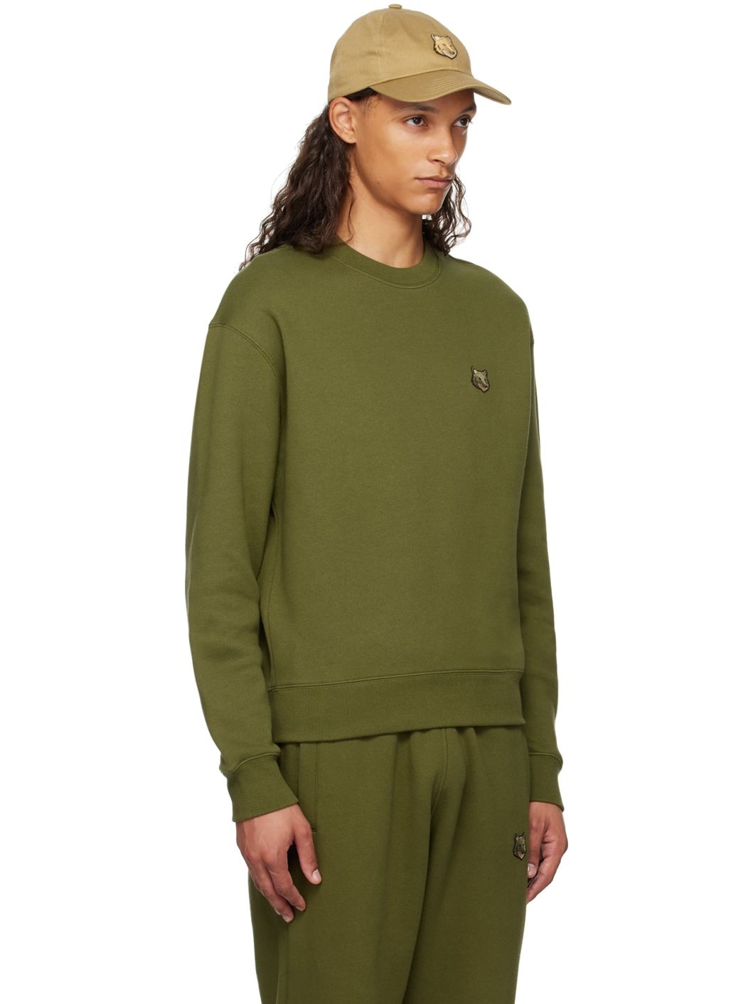 Khaki Bold Fox Head Comfort Sweatshirt - 2