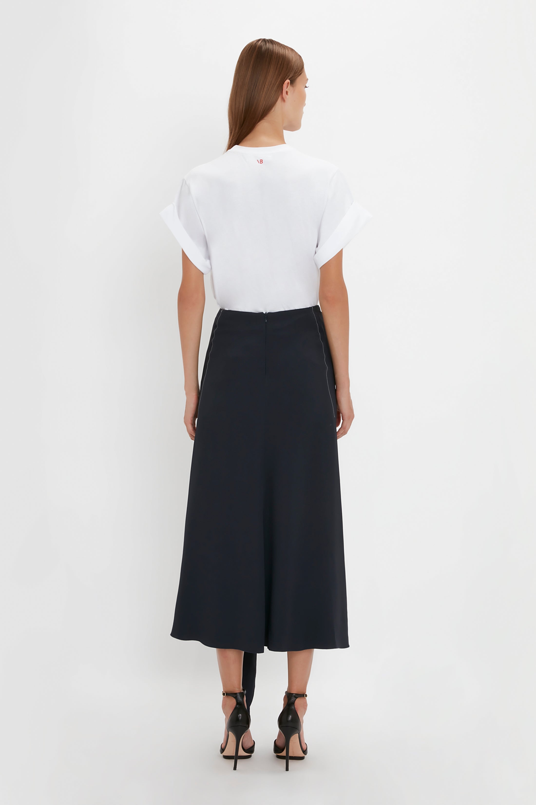 Asymmetric Tie Detail Skirt In Midnight - 4