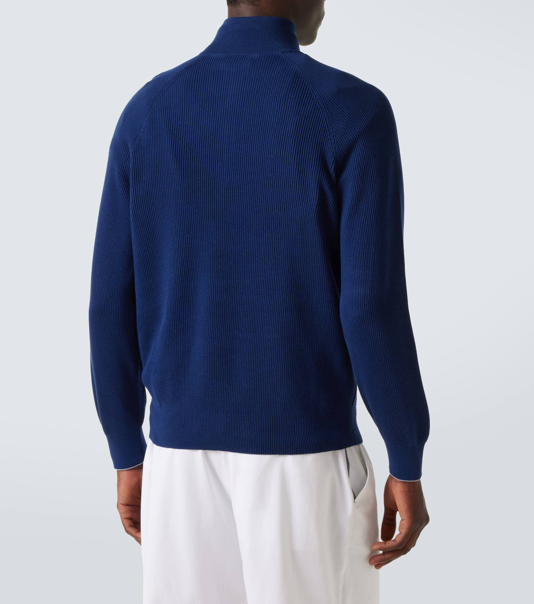 Cotton ribbed-knit half-zip sweater - 4