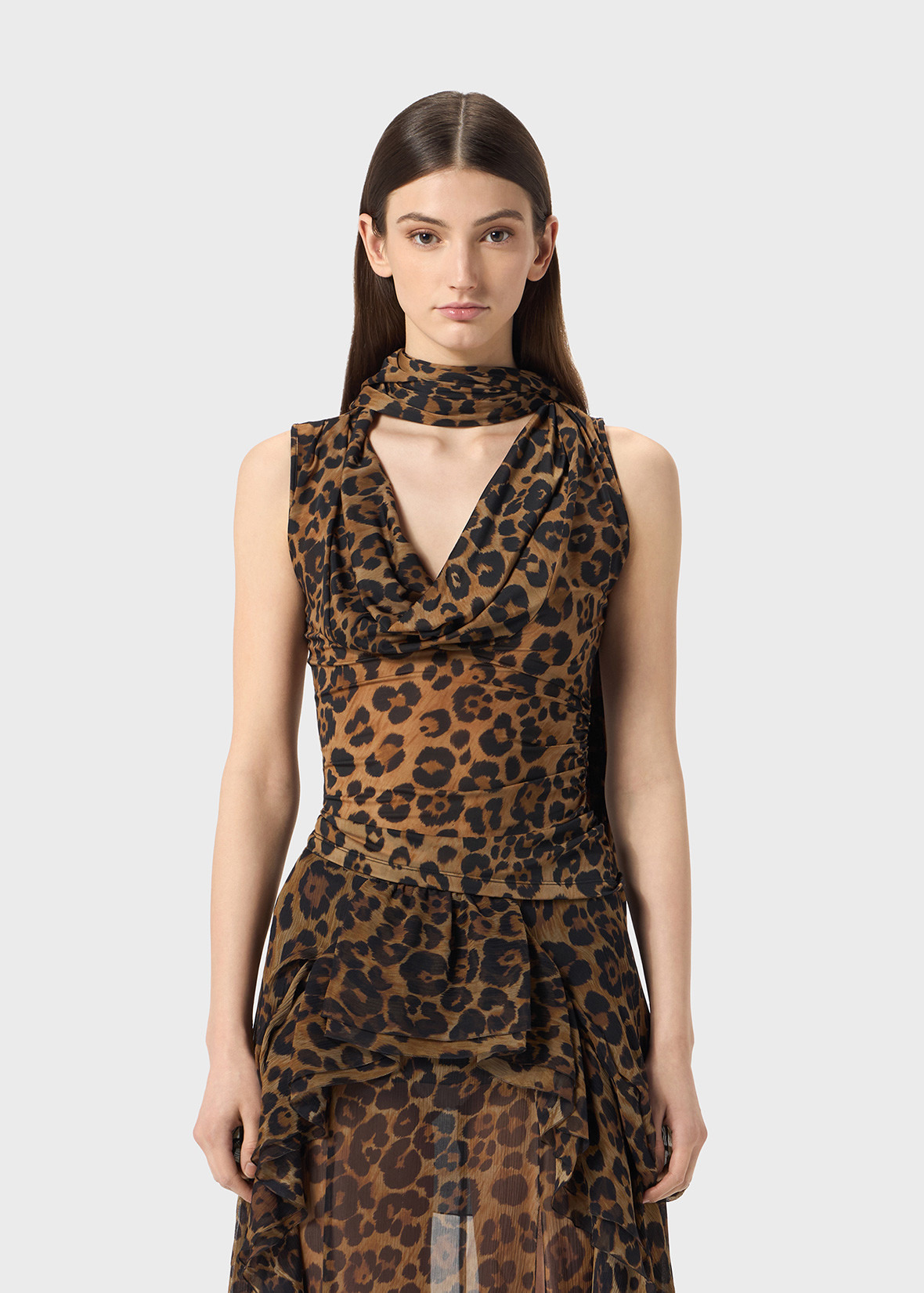 PRINTED JERSEY TOP WITH SCARF - 3