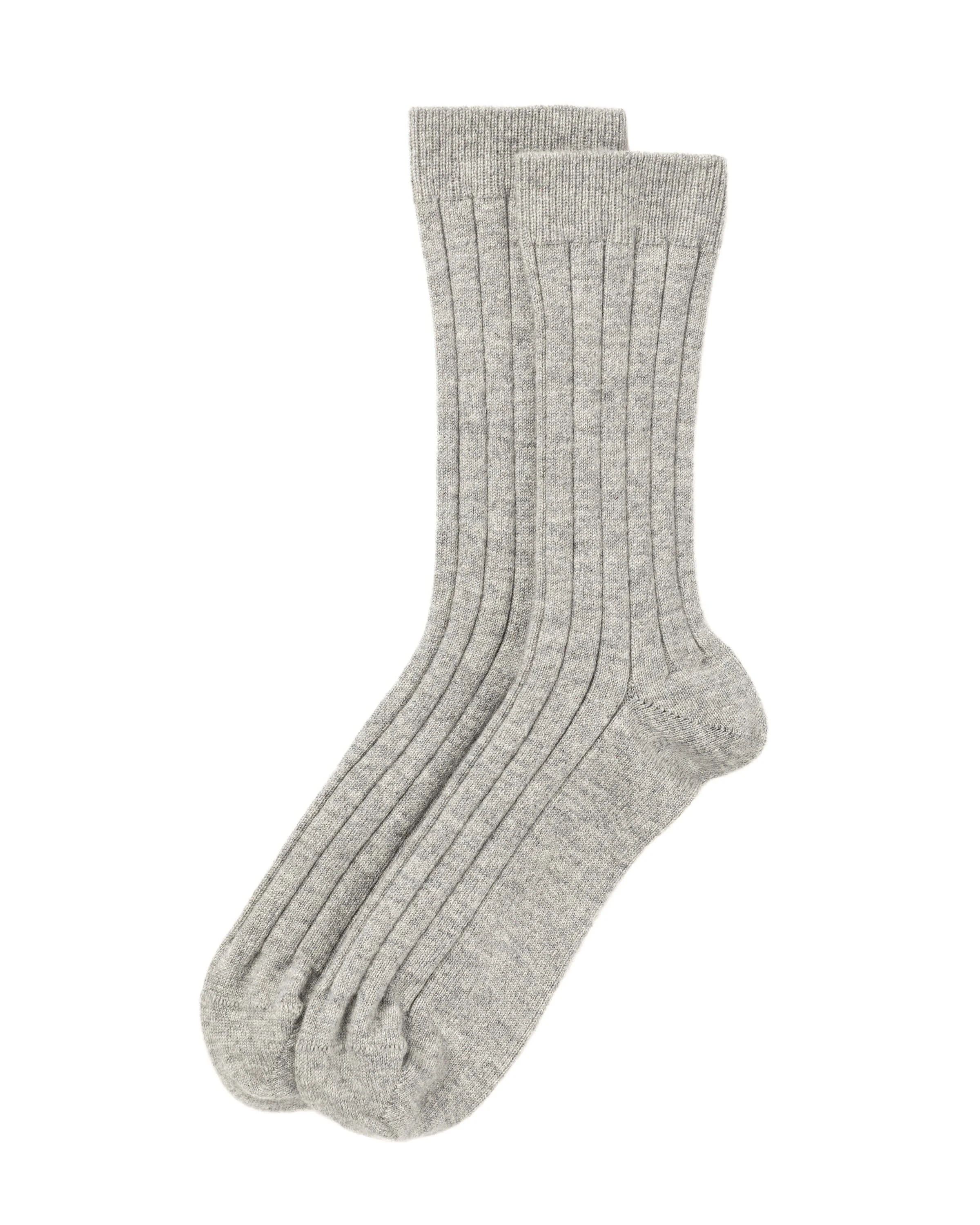 Men's Cashmere Ribbed Grey Socks - 1