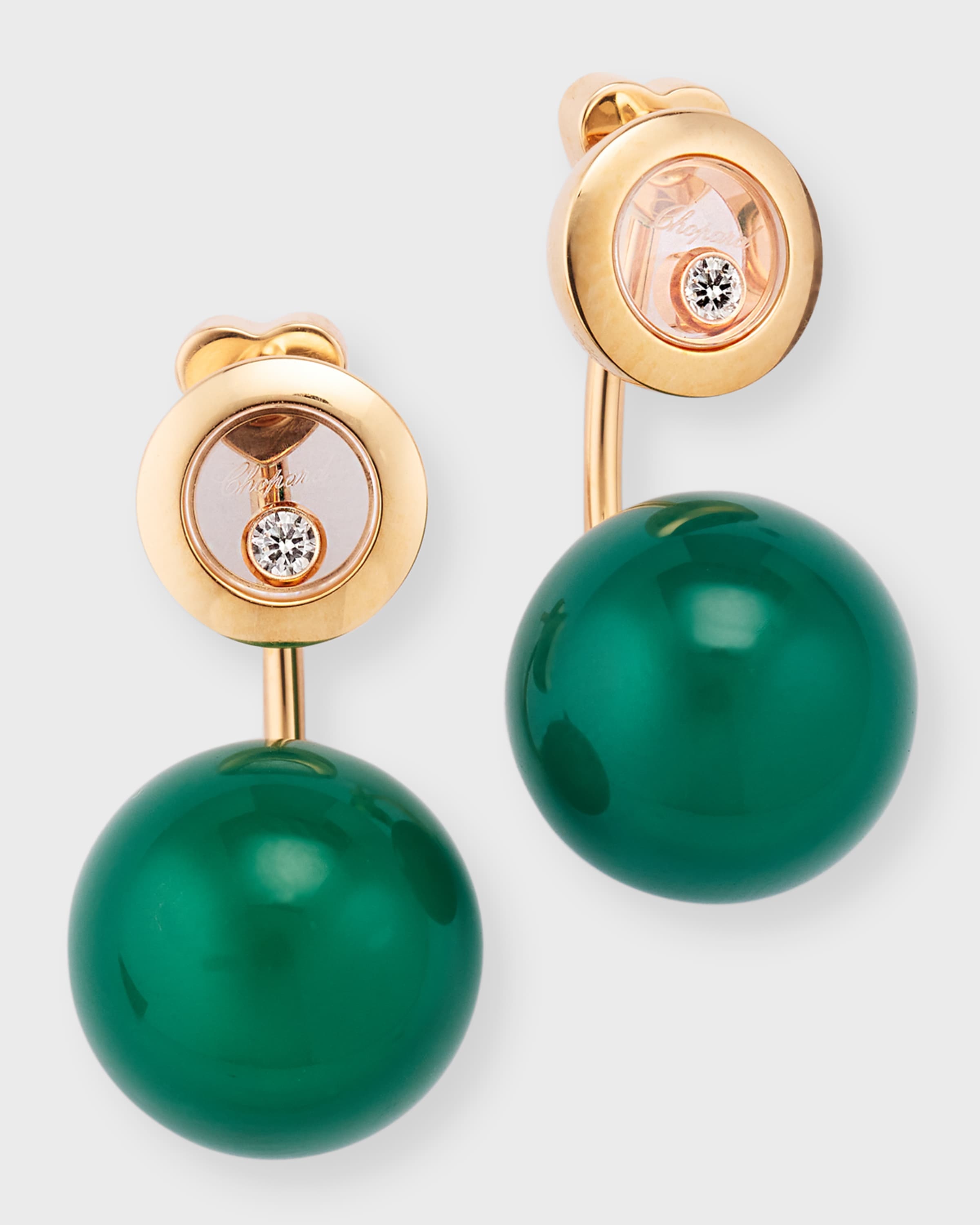 Happy Diamonds Planet 18K Rose Gold and Green Agate Earrings - 4