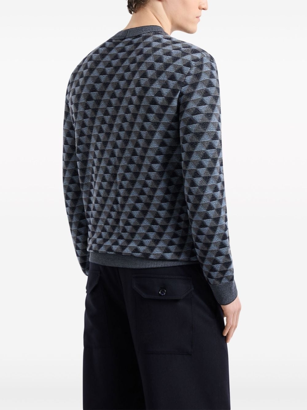 geometric-jacquard wool jumper - 3