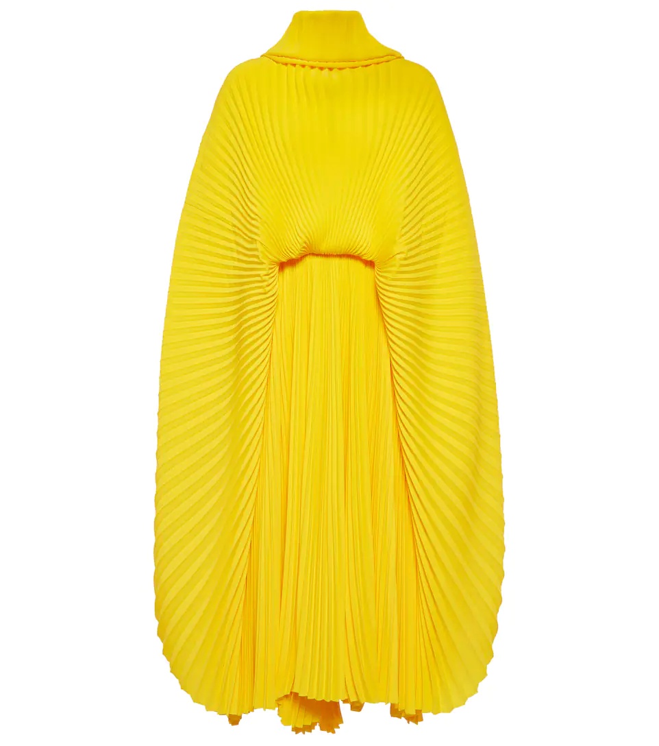 Pleated Crepe Maxi Dress yellow - 2