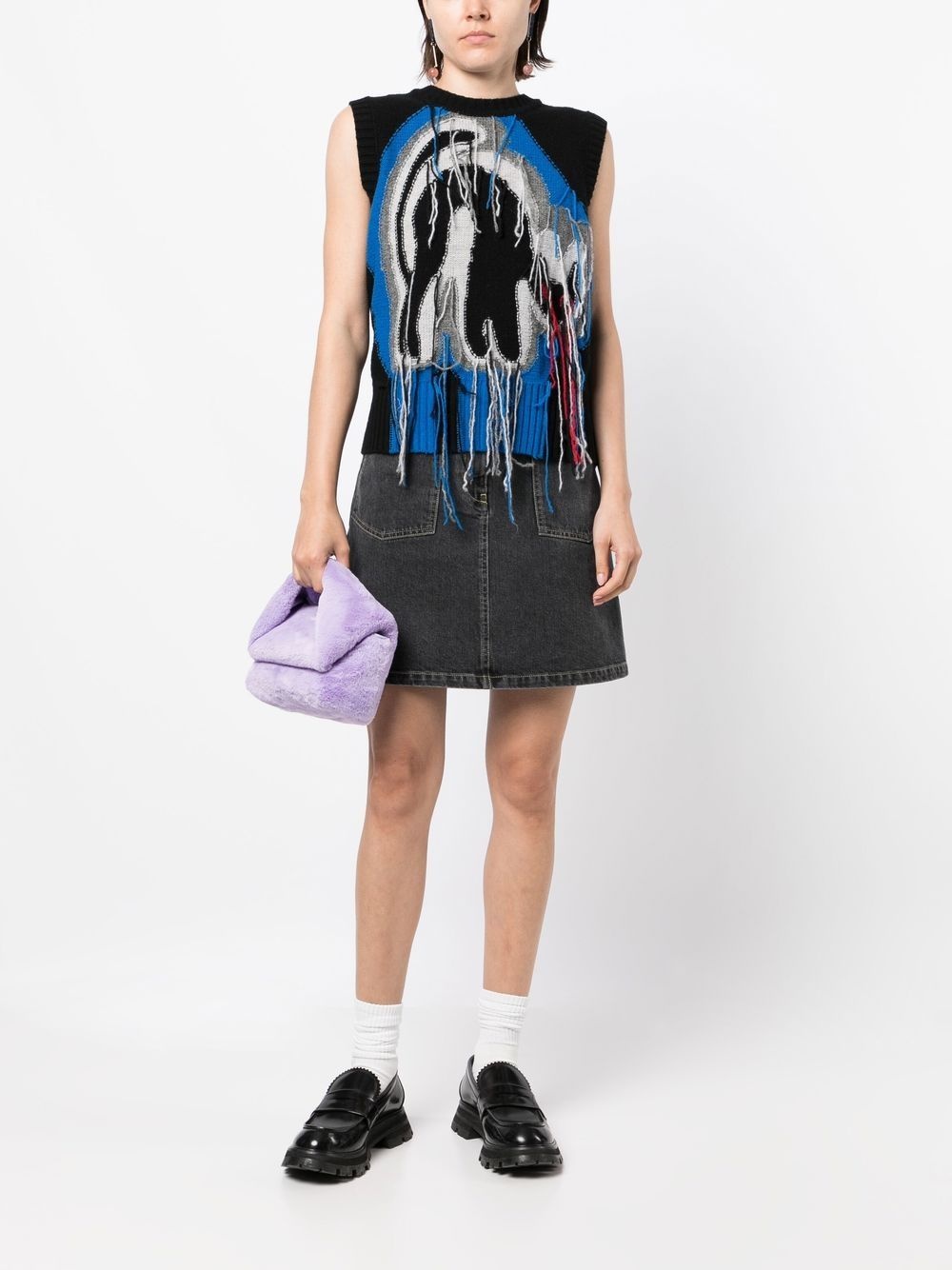 high-waisted bleached denim skirt - 2