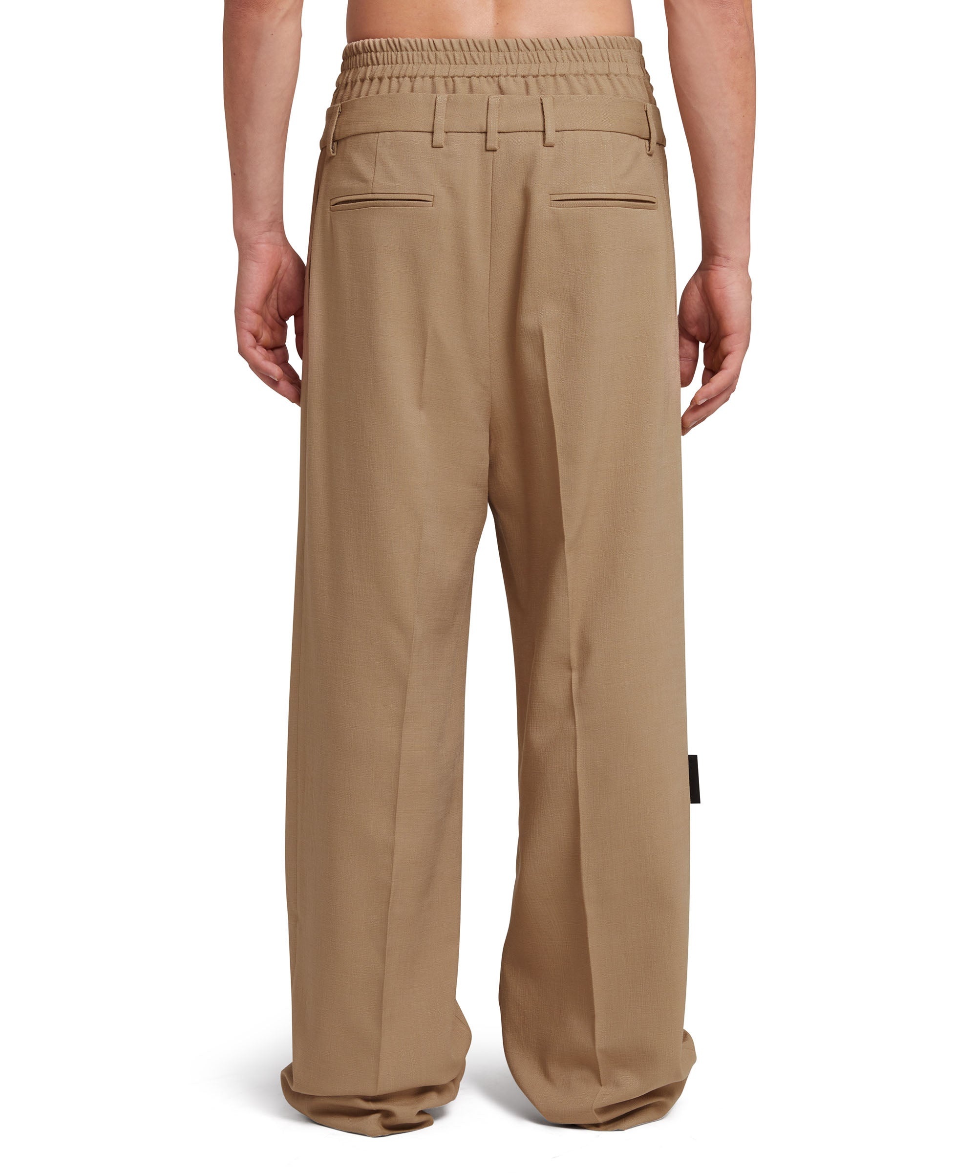 Fresh wool double-belted pants with elastic waistband - 3