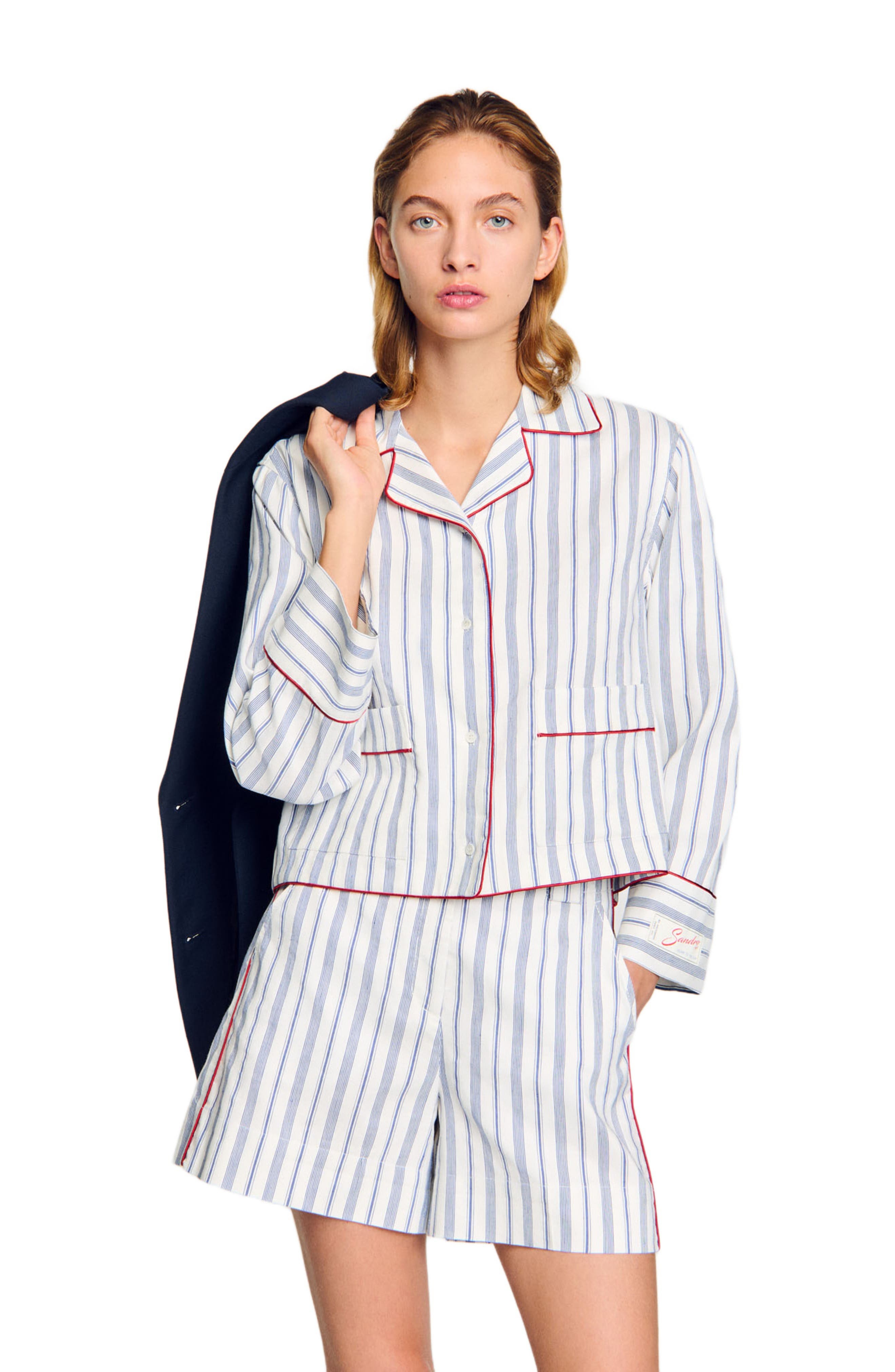 SANDRO Striped shirt in Blue /Ecru at Nordstrom - 3