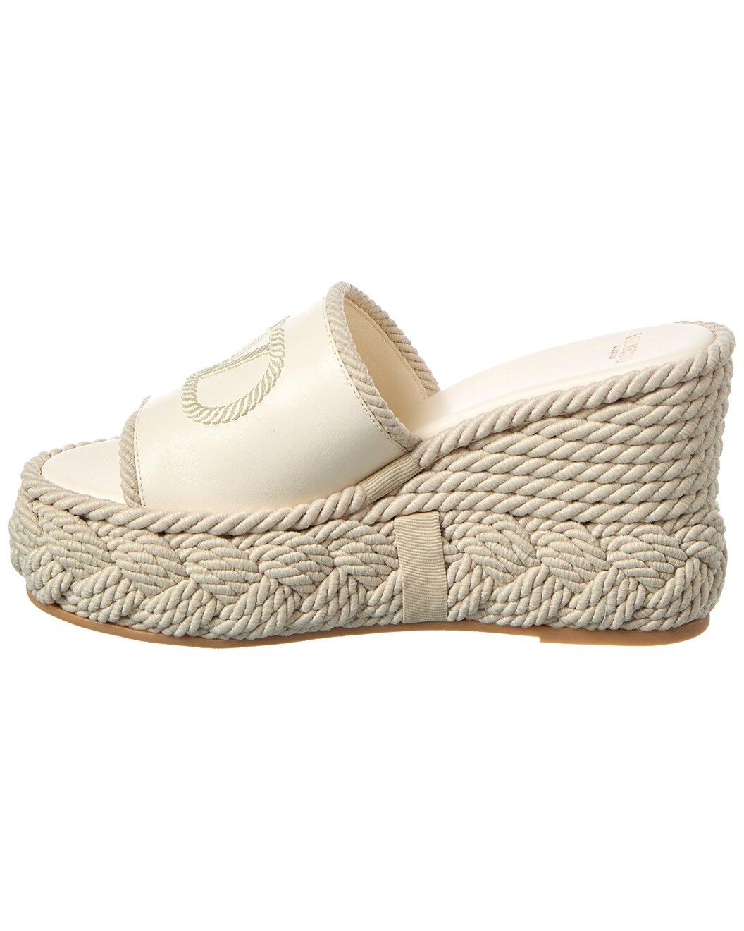 Valentino VLogo Silk Torchon 100 Leather Wedge Sandal - 2