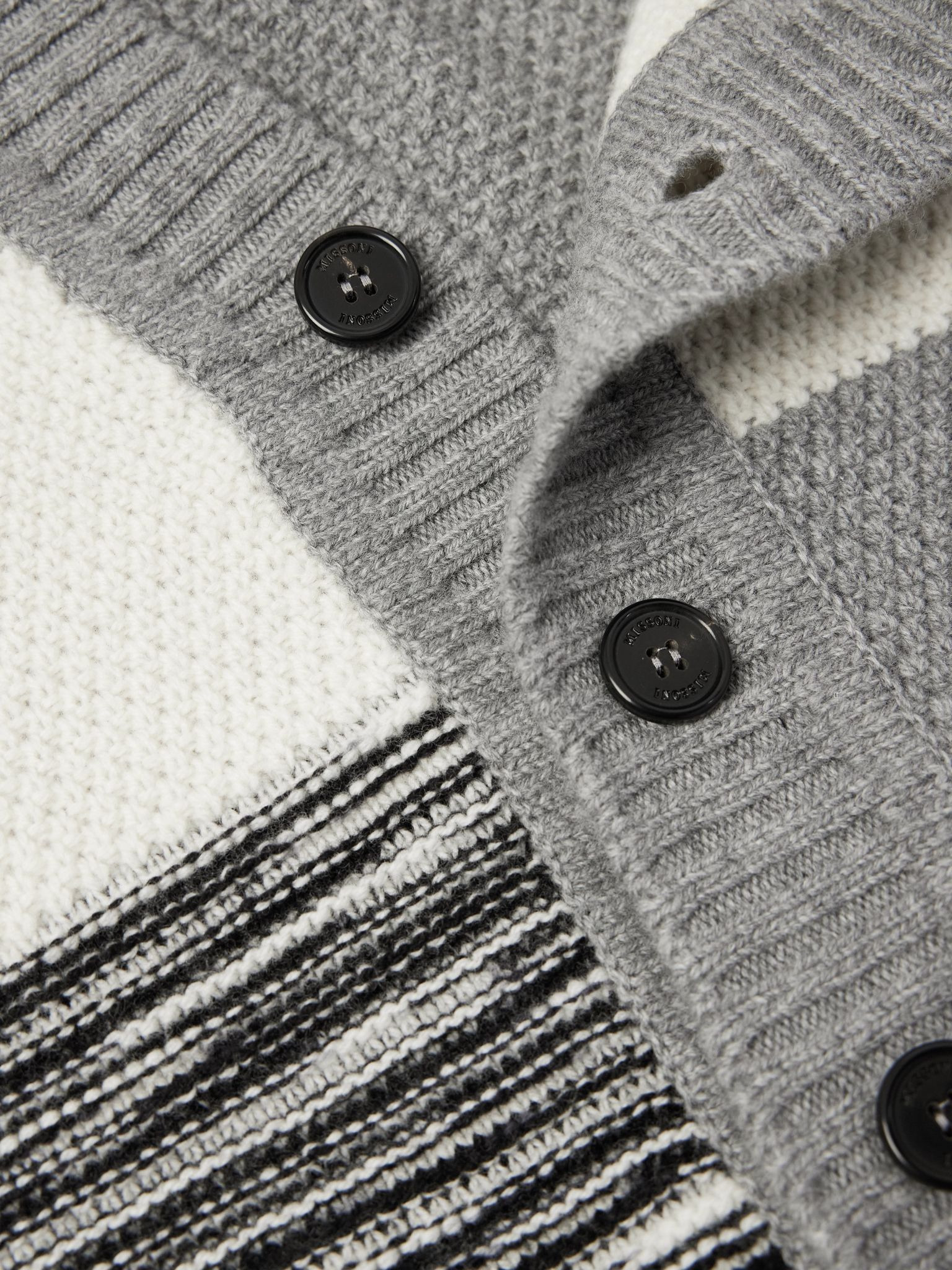 Patchwork Wool Cardigan Gray - 4
