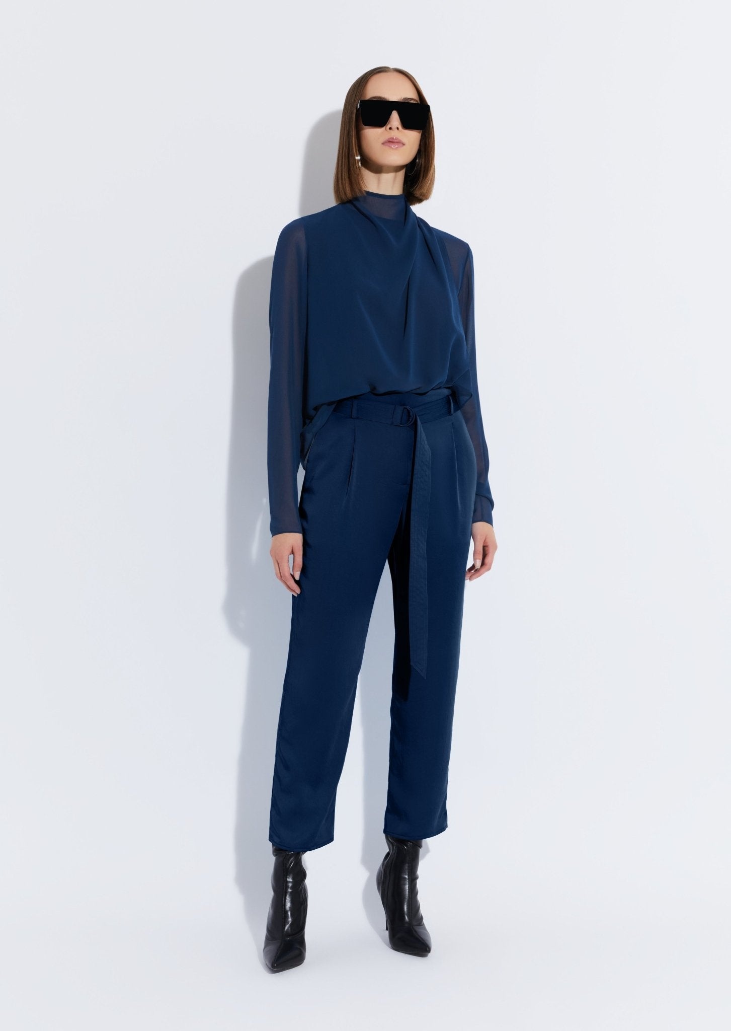 Satin Belted Cropped Pant - 2