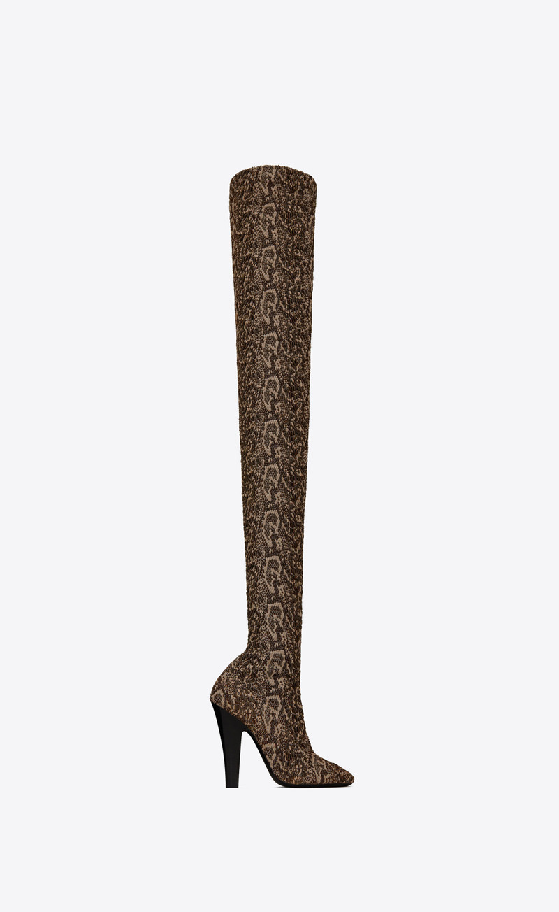 68 over-the-knee boots in python-effect stretch canvas - 1