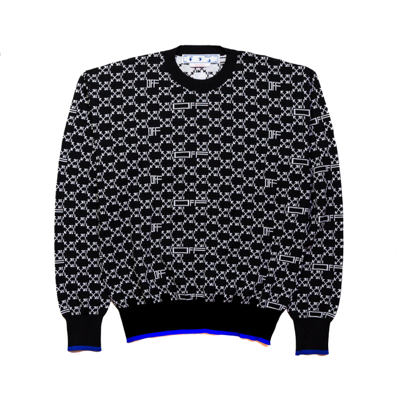 Off-White Monogram Allover Knitted Jumper Black - 1