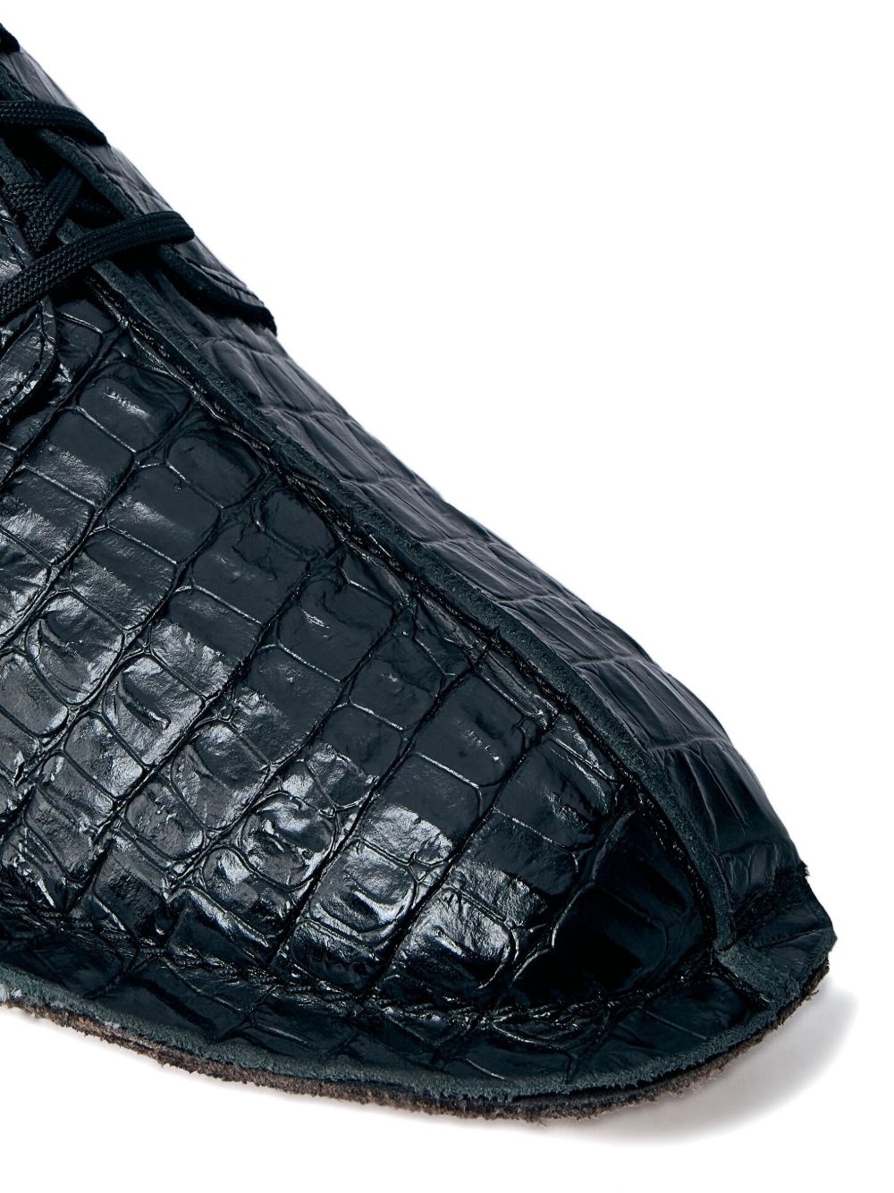 crocodile-embossed lace-up shoes - 4